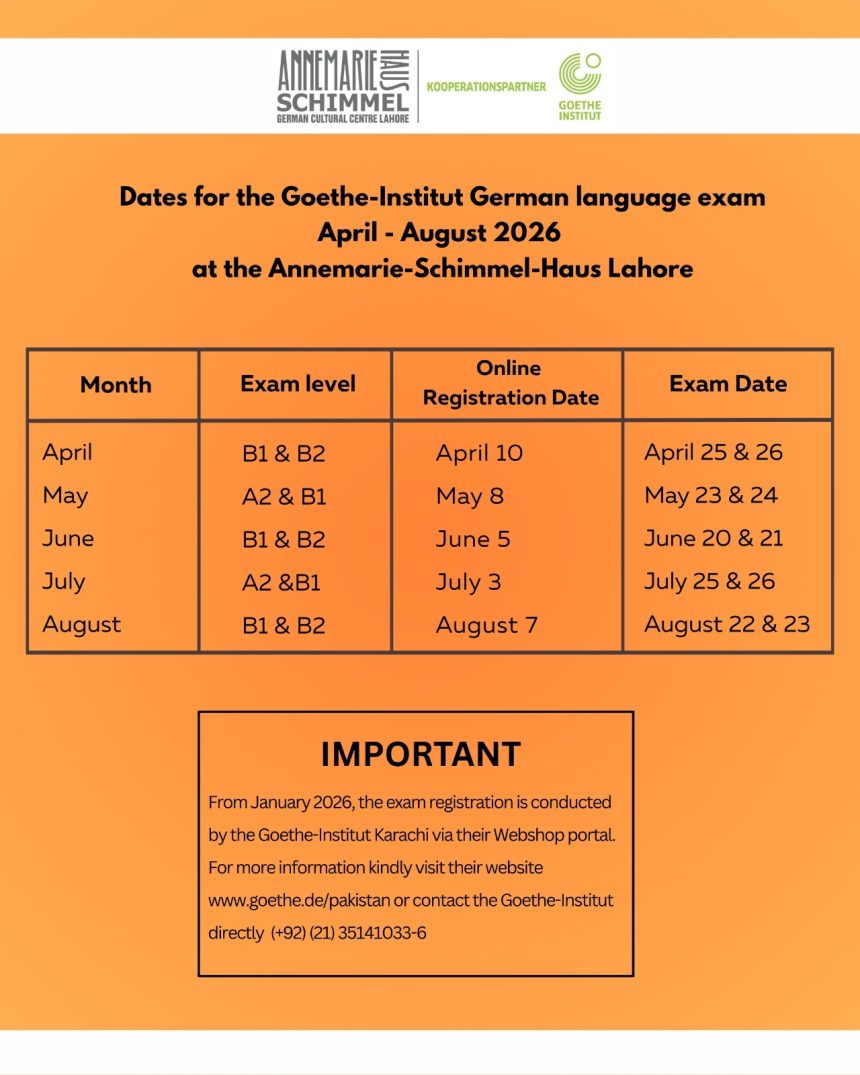 Dates for the Goethe-Institut German Language exam Dates for the Goethe-Institut German Language exam