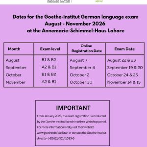 Dates for the Goethe-Institut German Language exam