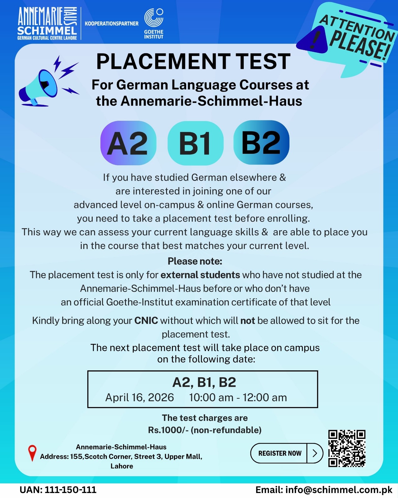 Placement Test April 2026 Poster