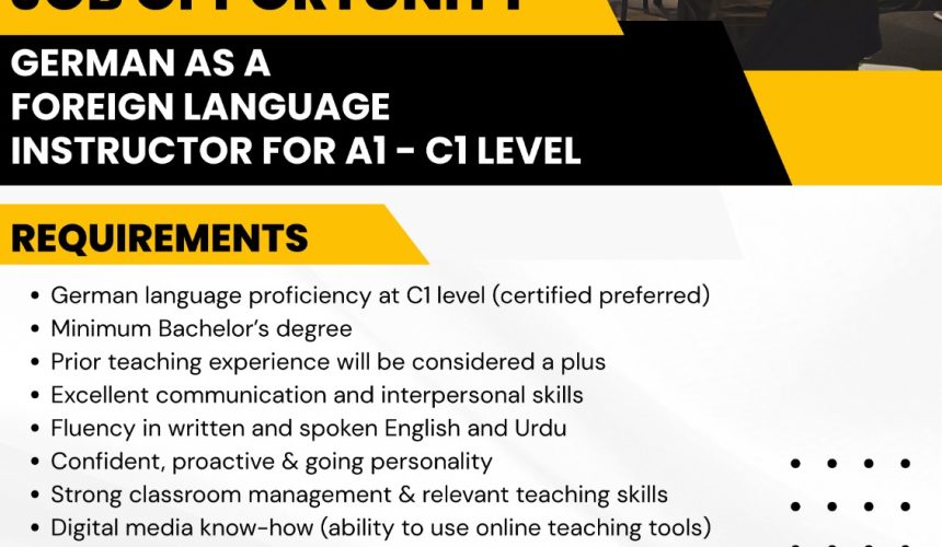 Job Opportunity: German Language Instructor (A1 – C1 Level)