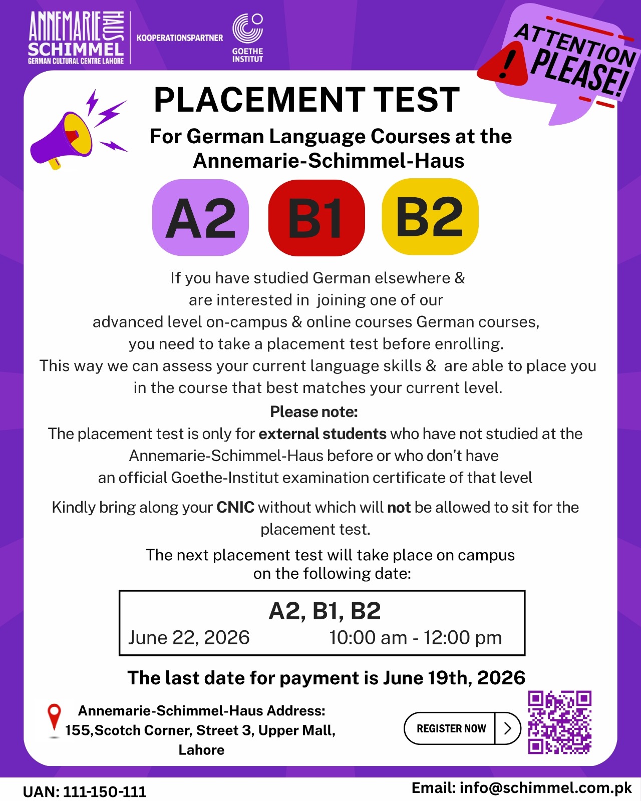 Placement Test June 2026 Poster