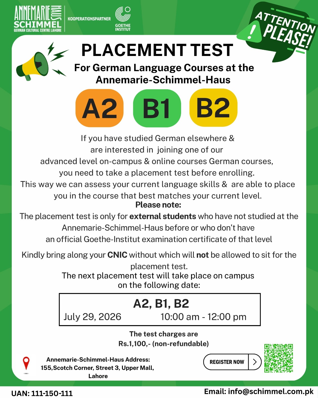 Placement Test July 2026 Poster