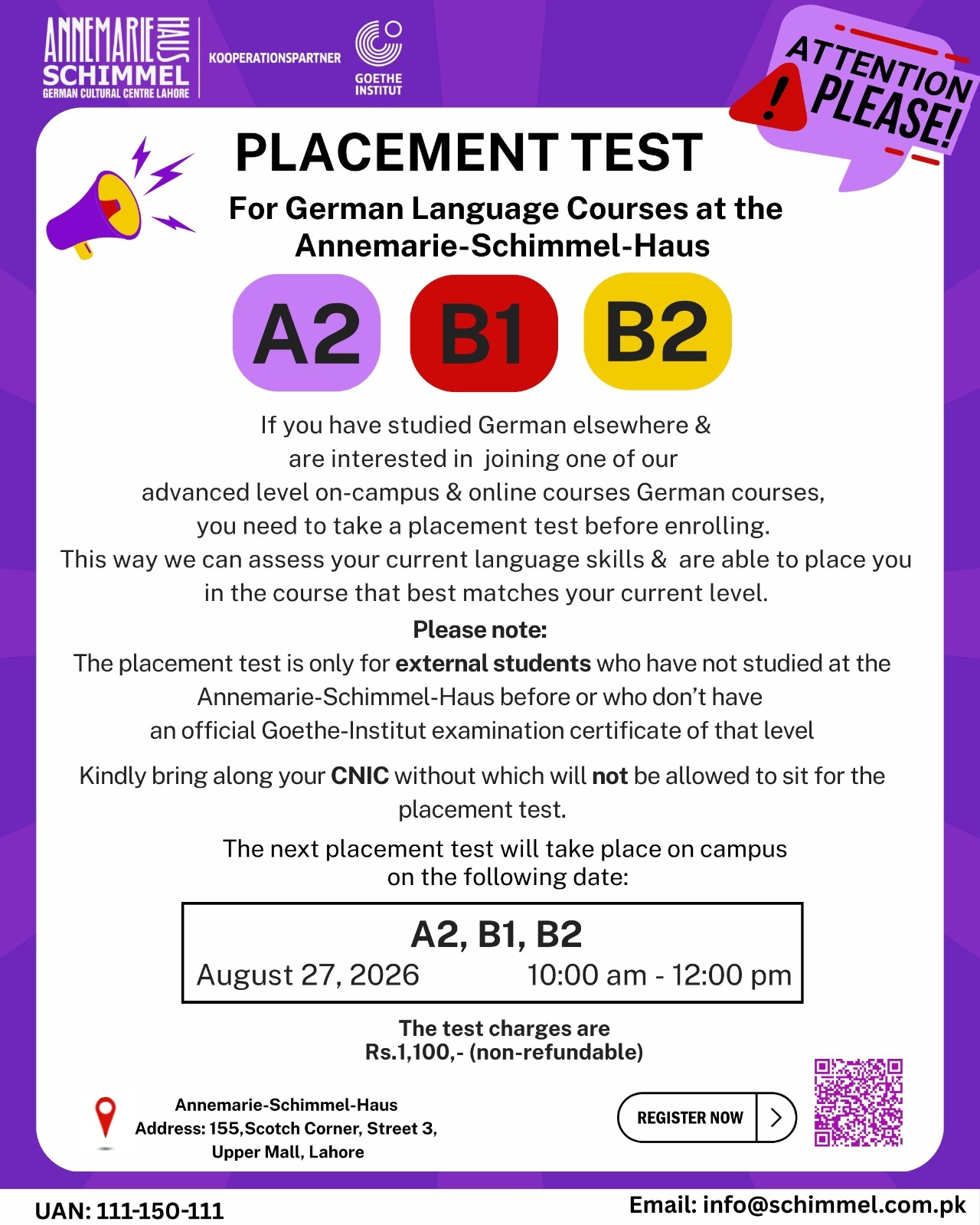 Placement Test August 2026 Poster