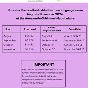 Dates for the Goethe-Institut German Language exam